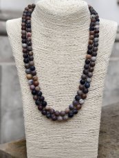 Náhrdelník dlouhý minerální - Zkamenělé dřevo 120 cm S0919