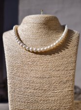 Náhrdelník perlový - Říční perla bílá 0,8 cm S0817