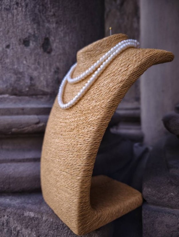 Náhrdelník perlový - Říční perla bílá 0,8 cm S0821