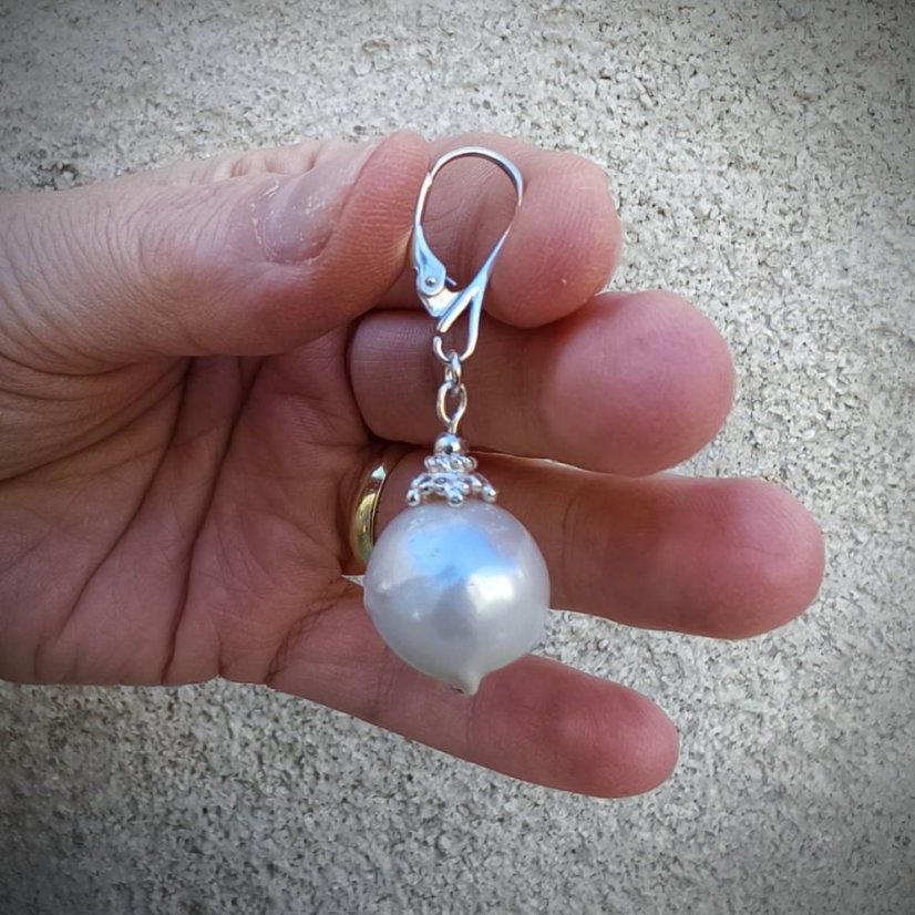 Náušnice perlové  - Říční barokní perla S0808