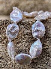 Perlový náhrdelník - Unikátna perla Keshi lake white 1,8 cm S0826