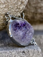 Autorský cínový náhrdelník - Ametyst S0940