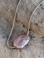 Náhrdelník perlový - Perla ve stříbře 20 x 15 mm S0825