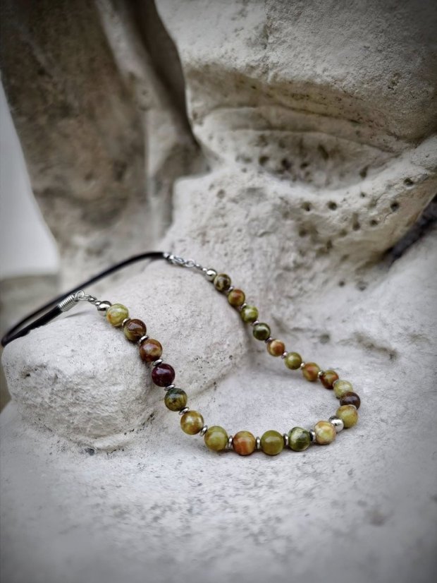 Náhrdelník minerální - Jaspis dračí krev a kůže  S0670