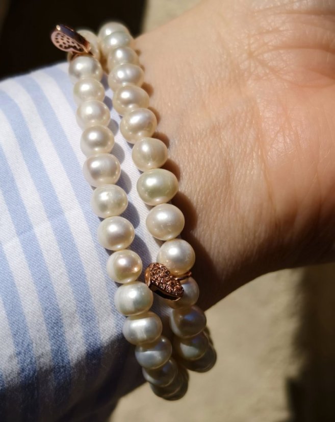 Náramek perlový - Říční perla bílá S0691