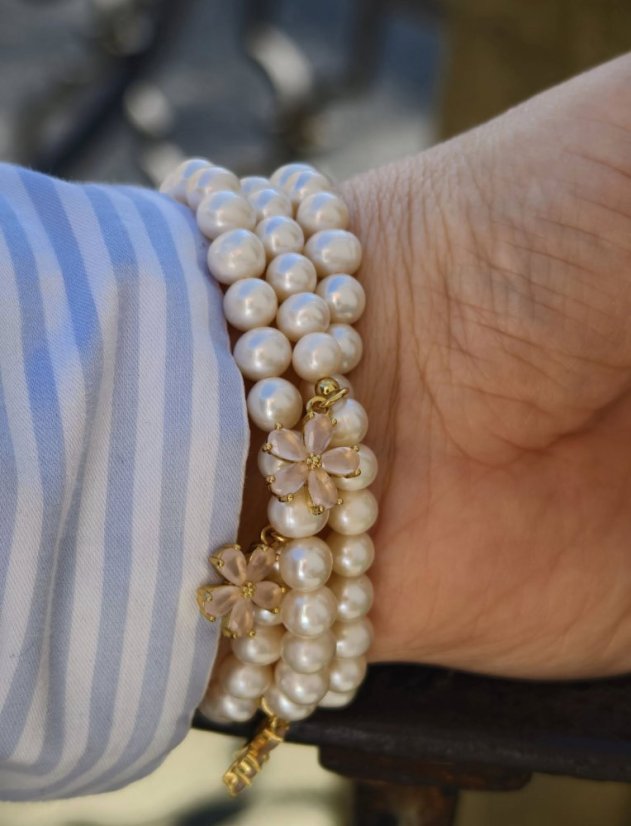 Náramok perlový - Rieční perla biela S0686