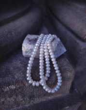 Náhrdelník perlový - Říční perla bílá 0,8 cm S0821