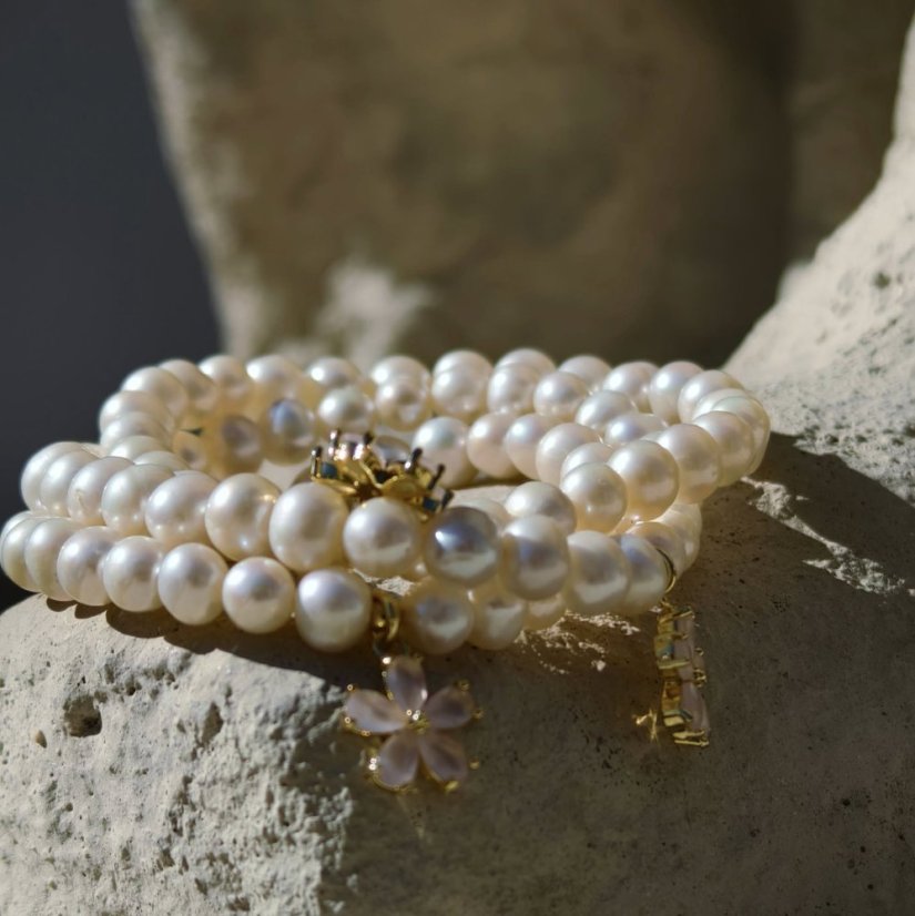 Náramok perlový - Rieční perla biela S0686