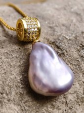 Perlový náhrdelník - Prívesok s barokovou perlou S0923