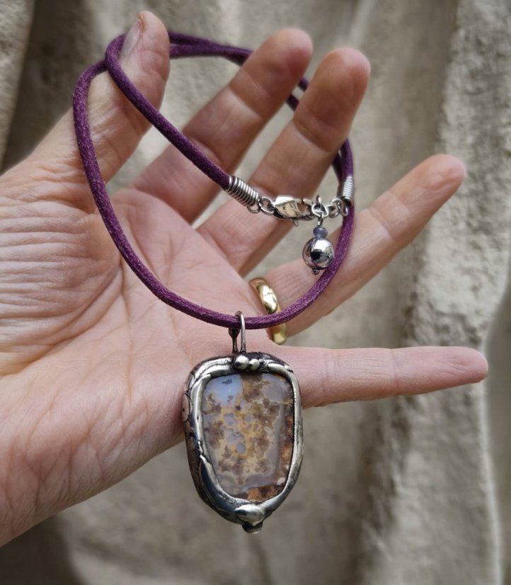 Autorský cínový náhrdelník - Agát S0470