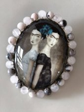 Autorská skleněná brož - Dvojčata S0878