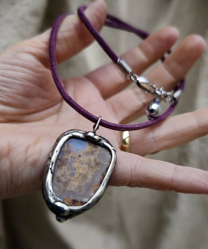 Autorský cínový náhrdelník - Agát S0470