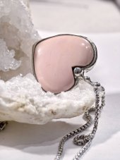 Náhrdelník cínovaný - Opál růžový srdce S1042