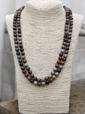 Náhrdelník dlhý minerálny - Jaspis oceánský 120 cm S0920