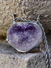 Autorský cínový náhrdelník - Ametyst S0940