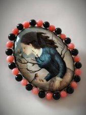 Autorská sklenená brošňa - Jar S0883