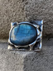 Autorská cínovaná brož - Labradorit - Magické oko S0953