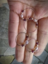 Prsten na lanku - Říční perla, Granát, Hematit S0083