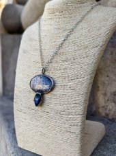 Autorský cínový náhrdelník - Opál a Labradorit S0939