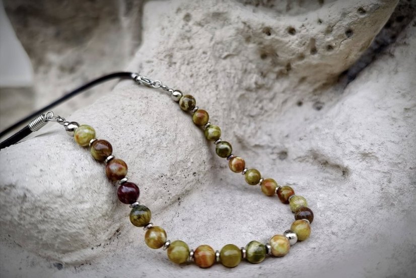 Náhrdelník minerální - Jaspis dračí krev a kůže  S0670