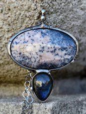 Autorský cínový náhrdelník - Opál a Labradorit S0939