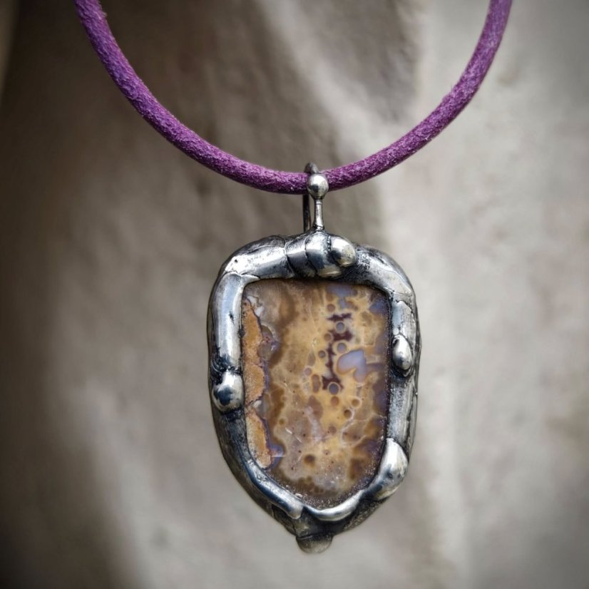 Autorský cínový náhrdelník - Agát S0470