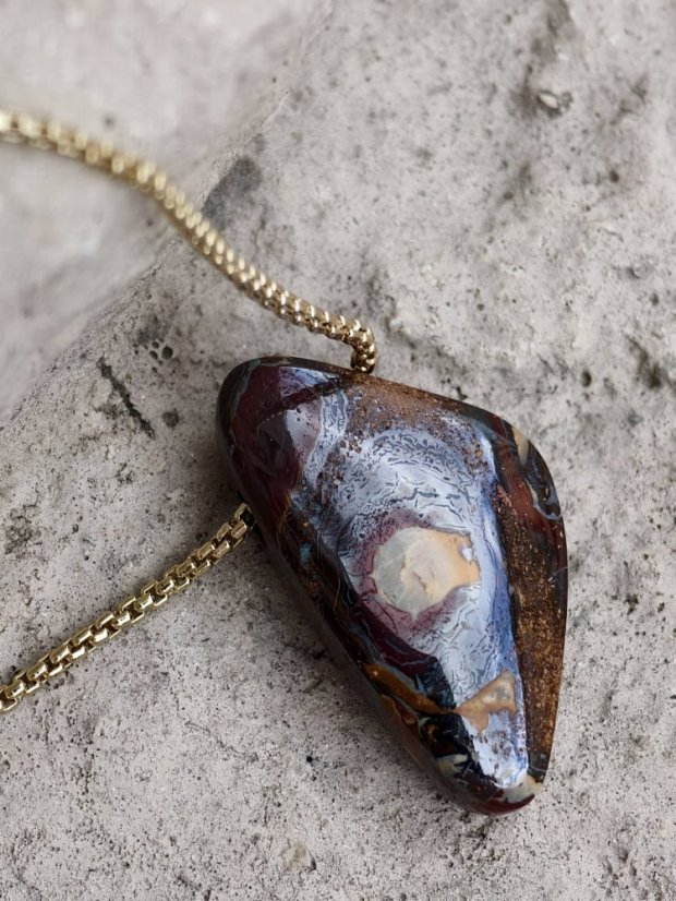 Náhrdelník minerálny — Opál Boulder S0402