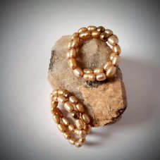 Prsten na gumičce - Perla a Hematit S0195