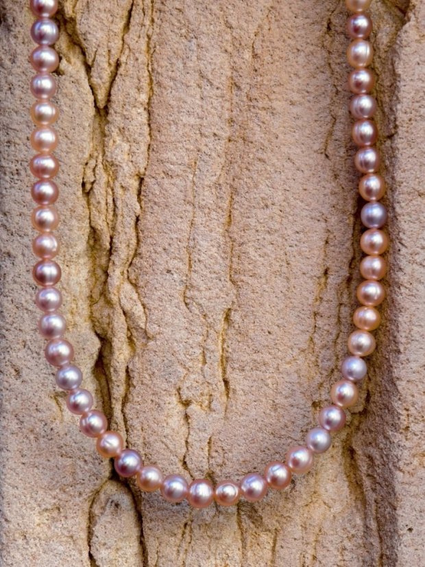Náhrdelník perlový - Perličky Růžové AAA 4 mm S0826