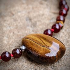 Náhrdelník minerální - Tygří oko a Granát S0854