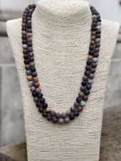 Náhrdelník dlhý minerálny - Skameněné drevo 120 cm S0919