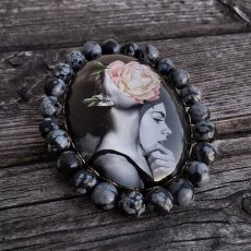 Autorská sklenená brošňa -  Dve tváre S0832