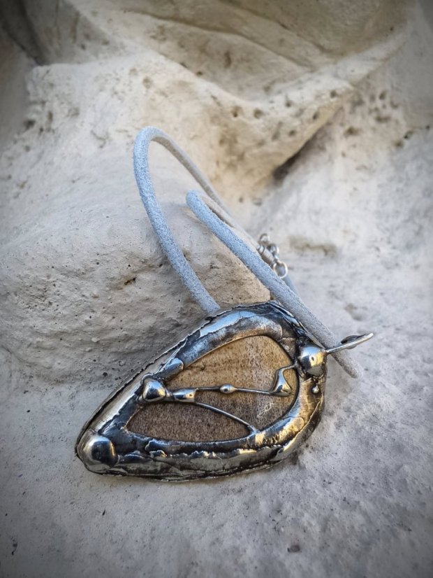 Autorský cínovaný náhrdelník - Jaspis obrázkový S0471