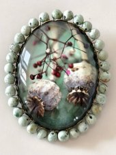 Autorská skleněná brož - Máky S0874