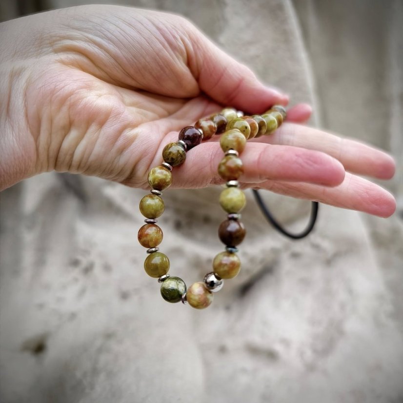 Náhrdelník minerální - Jaspis dračí krev a kůže  S0670