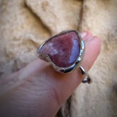 Autorský cínový prsteň - Rodochrozit Vel. 52  S0457