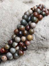 Náhrdelník dlhý minerálny - Jaspis oceánský 120 cm S0920