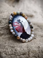 Autorská skleněná brož - Tajný vzkaz S0913