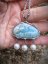 Autorský cínovaný náhrdelník - Larimar a perly S0606