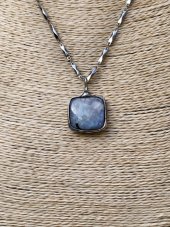 Autorský cínovaný náhrdelník -  Měsíční kámen S0892