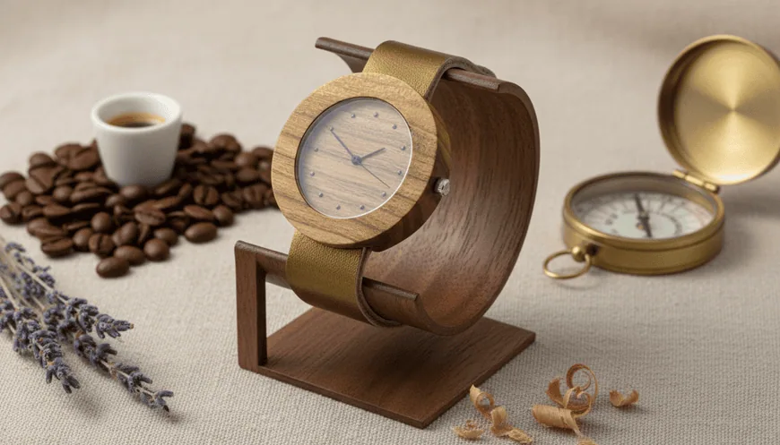 Dřevěné hodinky z višňového dřeva